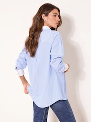 Blue Stripe White Collar - Lipsy חולצת פופלין - תמונה 3 מתוך 4