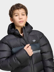 adidas Originals Black Colour Block Puffer Jacket - Image 4 of 6