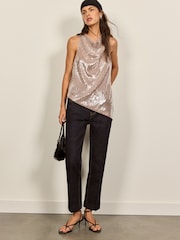 Sequin Cowl Mini Dress - Imaginea 3 din 5