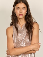 Sequin Cowl Mini Dress - Imaginea 4 din 5