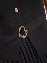 Lipsy Black Belted Hybrid Chiffon Skirt Sleeveless Knitted Maxi Dress - Image 4 of 5