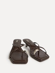Linzi Brown Polished Toe Ring Mule Heels - Image 4 of 6