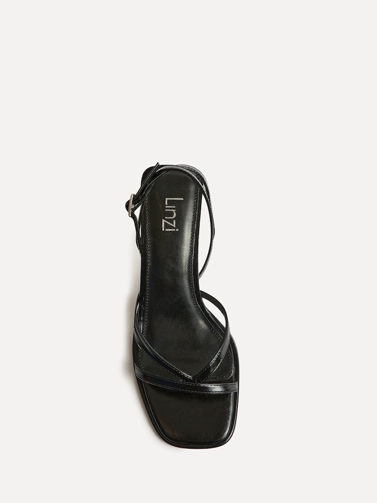 Linzi Black Glazed Toe Post Heeled Sandals - Image 5 of 5 Linzi Black Glazed Toe Post Heeled Sandals - Image 5 of 5