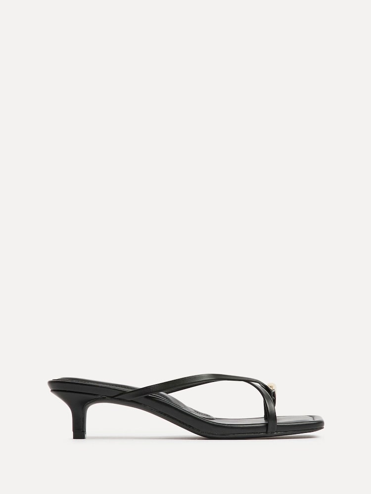 Linzi Black Polished Toe Ring Mule Heels - Image 2 of 5 Linzi Black Polished Toe Ring Mule Heels - Image 2 of 5