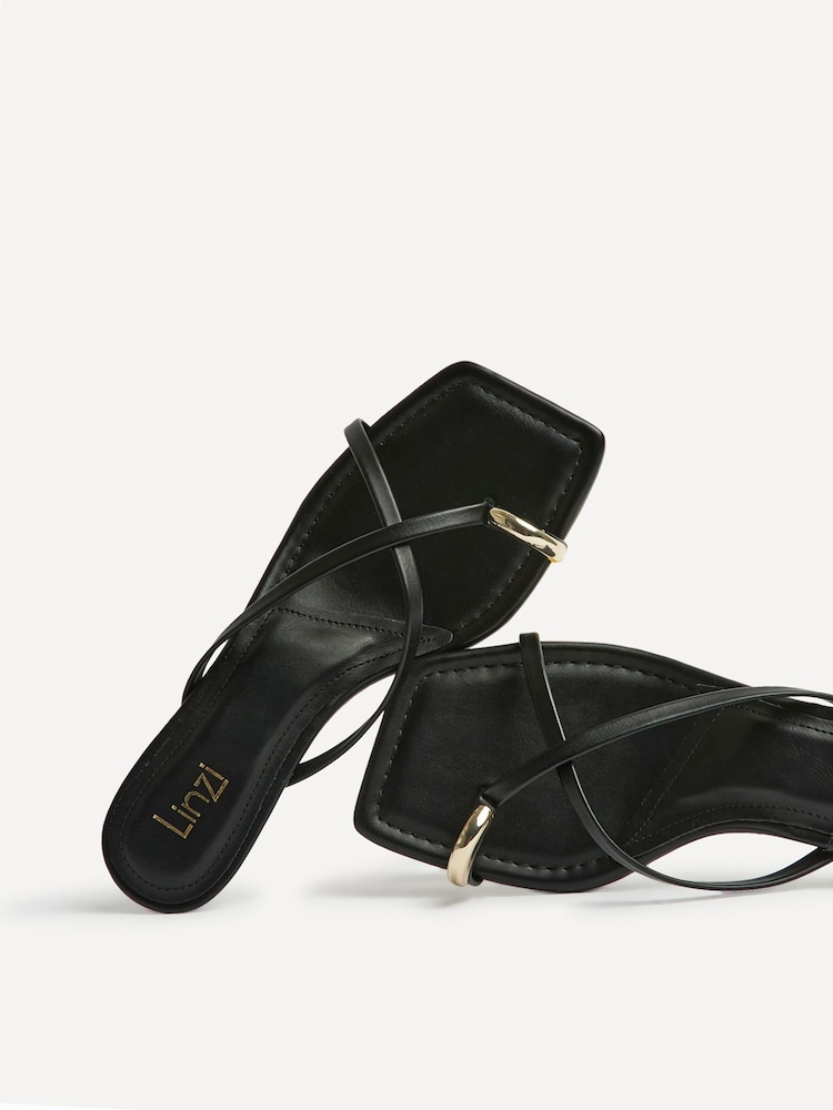 Linzi Black Polished Toe Ring Mule Heels - Image 5 of 5 Linzi Black Polished Toe Ring Mule Heels - Image 5 of 5