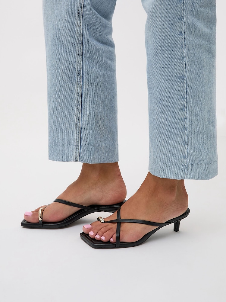 Linzi Black Polished Toe Ring Mule Heels - Image 6 of 6