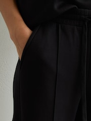 Reiss Black Bella Premium Interlock Wide-Leg Joggers - Image 4 of 7
