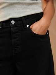 Black Knee Length Denim Jort Shorts - Image 6 of 9