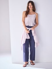 Navy Lightweight Denim Utility Wide Crop Jeans - Image 2 of 9