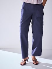 Navy Lightweight Denim Utility Wide Crop Jeans - Image 3 of 9