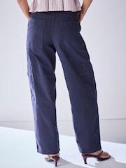 Navy Lightweight Denim Utility Wide Crop Jeans - Image 4 of 9