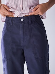 Navy Lightweight Denim Utility Wide Crop Jeans - Image 5 of 9