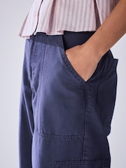Navy Lightweight Denim Utility Wide Crop Jeans - Image 6 of 9