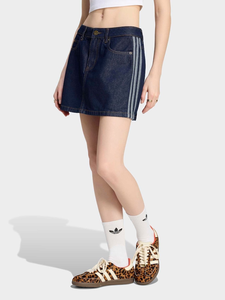 adidas Originals 3-Stripes Maong Mini Skirt - Larawan 1 ng 7