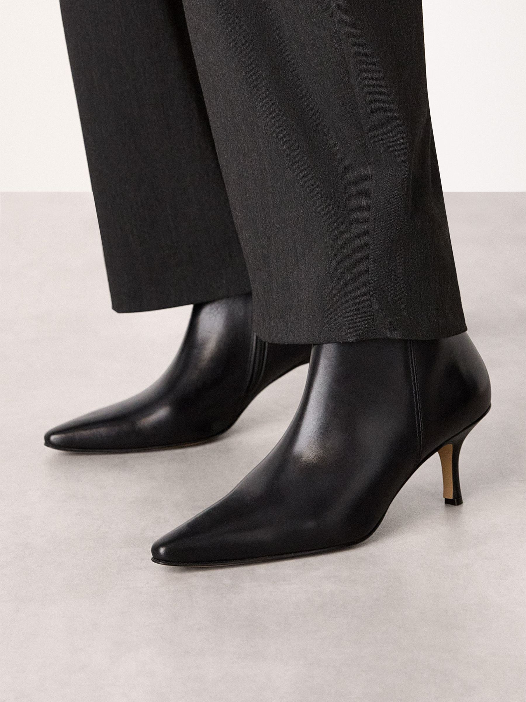 knee length dresses for ladies Kiki Kitten Heel Boots Black Leather – B.loved main image 1