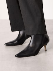 Whistles Black Pointed Kitten Heel Boots - Image 1 of 4