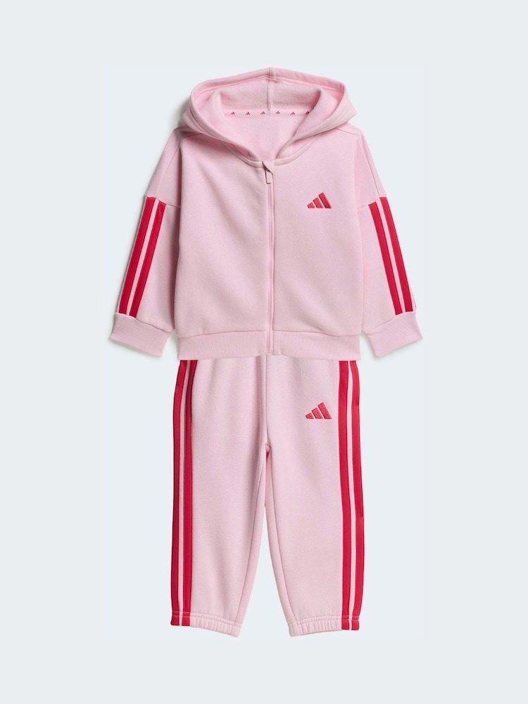 adidas Pink 3 Stripe Tracksuit - Image 1 of 7