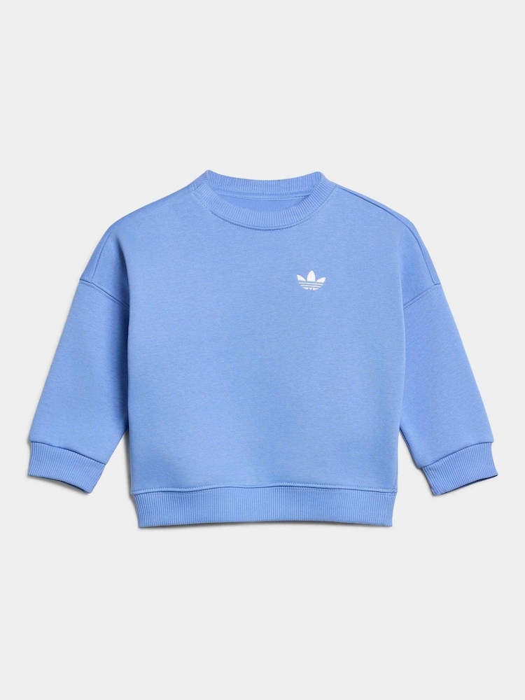 adidas Originals Blue Crew Neck Joggers Set - Image 2 of 7