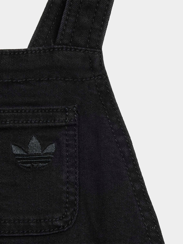 adidas Originals Black Denim Short Dungarees - Image 2 of 4