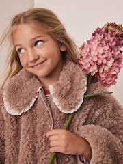 Neutral Brown Teddy Collared Jacket (3-16yrs) - Image 2 of 10