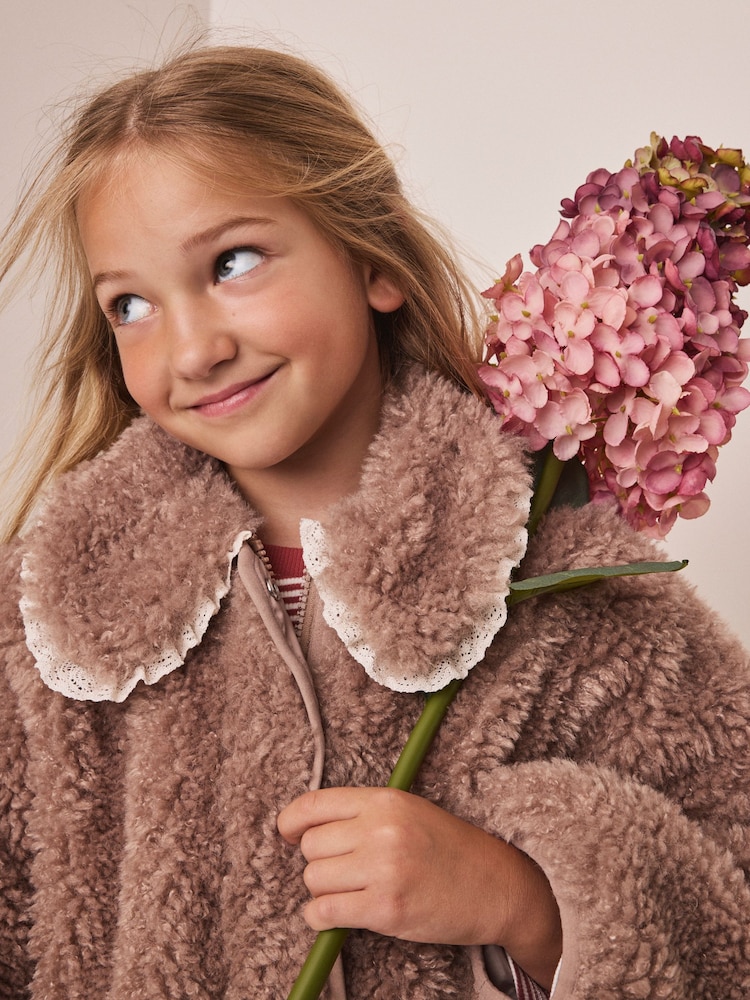 Neutral Brown Teddy Collared Jacket (3-16yrs) - Image 2 of 10
