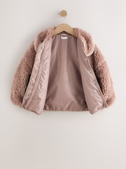 Neutral Brown Teddy Collared Jacket (3-16yrs) - Image 7 of 10