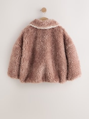 Neutral Brown Teddy Collared Jacket (3-16yrs) - Image 8 of 10