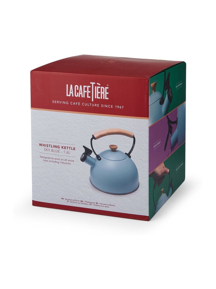La Cafetiere Blue Whistling Kettle with Wooden Handle - Image 6 of 6 La Cafetiere Blue Whistling Kettle with Wooden Handle - Image 6 of 6