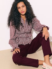 Burgundy Red Slim Mid Rise Stretch Jeans - Image 1 of 7