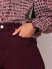 Burgundy Red Slim Mid Rise Stretch Jeans - Image 4 of 7