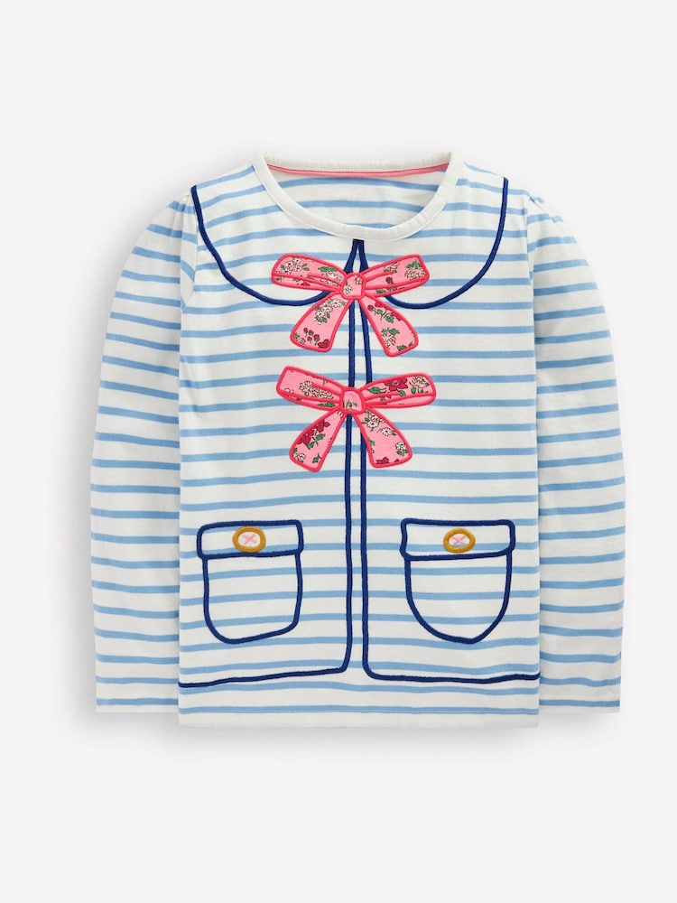 Boden Blue Puff Sleeve Applique T-Shirt - Image 1 of 3