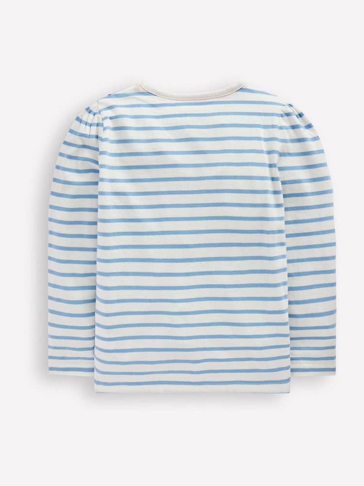 Boden Blue Puff Sleeve Applique T-Shirt - Image 2 of 3