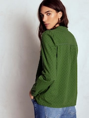 Boden Green Rhea Cotton Dobby Top - Image 3 of 5