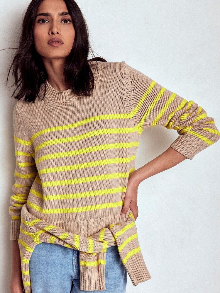 Boden Brown Lucy Chunky Cotton Jumper - Image 1 of 6 Boden Brown Lucy Chunky Cotton Jumper - Image 1 of 6