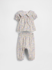 Gap Pink Floral Ruffle Puff-Sleeve Outfit Set (0-24mths) - Image 1 of 3