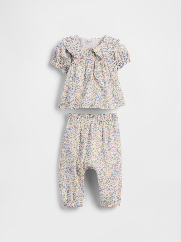 Gap Pink Floral Ruffle Puff-Sleeve Outfit Set (0-24mths) - Image 1 of 3 Gap Pink Floral Ruffle Puff-Sleeve Outfit Set (0-24mths) - Image 1 of 3