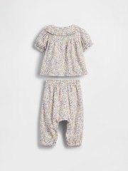 Gap Pink Floral Ruffle Puff-Sleeve Outfit Set (0-24mths) - Image 2 of 3