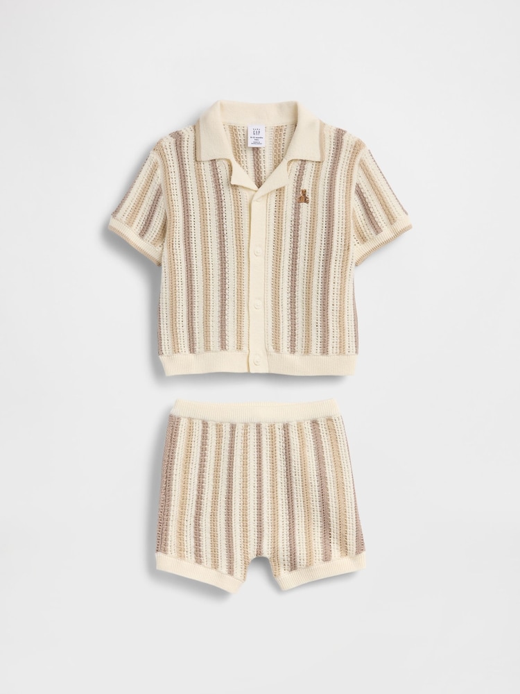Gap Crochet Shirt Outfit Set (0-24mths) - Imaginea 1 din 3
