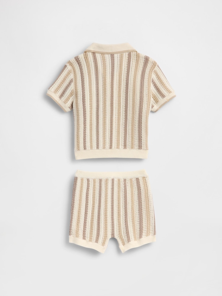 Gap Crochet Shirt Outfit Set (0-24mths) - Imaginea 2 din 3