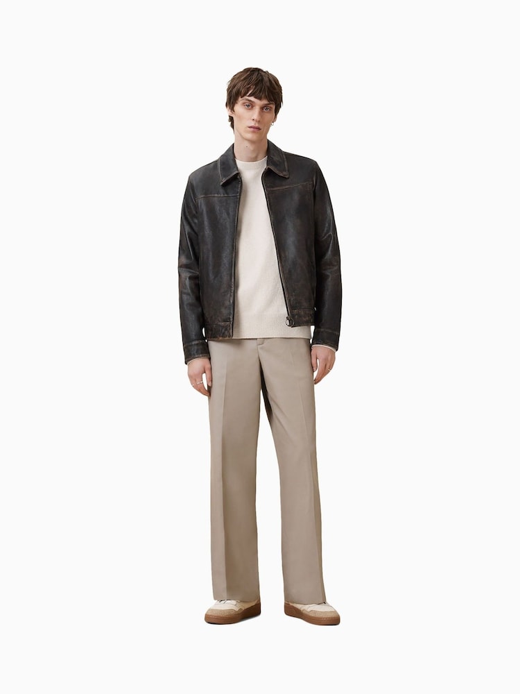 AllSaints Cream Statten Crew Neck Jumper - Image 2 of 9 AllSaints Cream Statten Crew Neck Jumper - Image 2 of 9