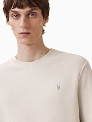 AllSaints Cream Statten Crew Neck Jumper - Image 3 of 9
