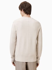 AllSaints Cream Statten Crew Neck Jumper - Image 8 of 9