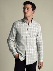 Camisa de flanela escovada xadrez grande Charles Tyrwhitt, corte slim. - Imagem 1 de 5