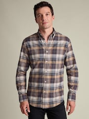 Charles Tyrwhitt Natural Plaid Check Brushed Flannel Slim Fit Shirt - Image 1 of 6