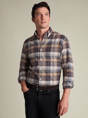 Charles Tyrwhitt Natural Plaid Check Brushed Flannel Slim Fit Shirt - Image 2 of 6
