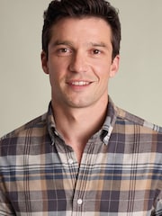 Charles Tyrwhitt Natural Plaid Check Brushed Flannel Slim Fit Shirt - Image 3 of 6