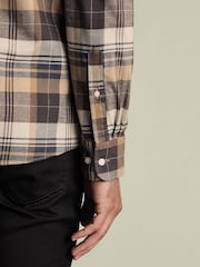 Charles Tyrwhitt Natural Plaid Check Brushed Flannel Slim Fit Shirt - Image 4 of 6