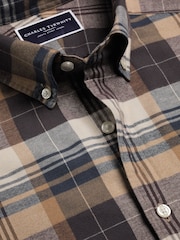 Charles Tyrwhitt Natural Plaid Check Brushed Flannel Slim Fit Shirt - Image 5 of 6