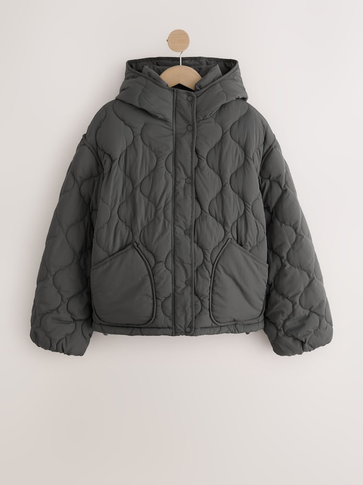 Gris - Chaqueta guateada ligera con acabado impermeable - Imagen 1 de 3