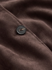 Chocolate Brown Check Lined Faux Suede Trench Coat - Image 8 of 9